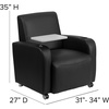 image:imageFlash Furniture George LeatherSoft Guest Chair with Tablet Arm Cup Holder and Front Wheel Casters Upholstered Tablet Arm Chair for Offices BlackBlack
