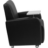 image:imageFlash Furniture George LeatherSoft Guest Chair with Tablet Arm Cup Holder and Front Wheel Casters Upholstered Tablet Arm Chair for Offices BlackBlack