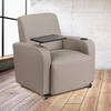 image:imageFlash Furniture George LeatherSoft Guest Chair with Tablet Arm Cup Holder and Front Wheel Casters Upholstered Tablet Arm Chair for Offices BlackGrey