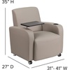 image:imageFlash Furniture George LeatherSoft Guest Chair with Tablet Arm Cup Holder and Front Wheel Casters Upholstered Tablet Arm Chair for Offices BlackGrey