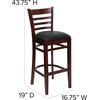 image:imageFlash Furniture HERCULES Series Ladder Back Walnut Wood Restaurant Barstool  Black Vinyl SeatBlack Vinyl SeatWalnut Wood Frame