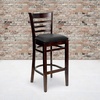 image:imageFlash Furniture HERCULES Series Ladder Back Walnut Wood Restaurant Barstool  Black Vinyl SeatBlack Vinyl SeatWalnut Wood Frame