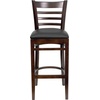 image:imageFlash Furniture HERCULES Series Ladder Back Walnut Wood Restaurant Barstool  Black Vinyl SeatBlack Vinyl SeatWalnut Wood Frame