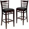 image:imageFlash Furniture HERCULES Series Ladder Back Walnut Wood Restaurant Barstool  Black Vinyl SeatBlack Vinyl SeatWalnut Wood Frame