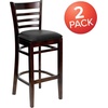 image:imageFlash Furniture HERCULES Series Ladder Back Walnut Wood Restaurant Barstool  Black Vinyl SeatBlack Vinyl SeatWalnut Wood Frame