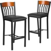 image:imageFlash Furniture Vertical Back Black Metal Barstool Black Vinyl SeatCherry