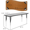 image:imageFlash Furniture Wren 26W x 60L Rectangular Wave Flexible Collaborative Grey Thermal Laminate Activity Table  Standard Height Adjustable LegsGrey