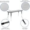 image:imageFlash Furniture Wren 26W x 60L Rectangular Wave Flexible Collaborative Grey Thermal Laminate Activity Table  Standard Height Adjustable LegsGrey