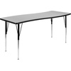 image:imageFlash Furniture Wren 26W x 60L Rectangular Wave Flexible Collaborative Grey Thermal Laminate Activity Table  Standard Height Adjustable LegsGrey