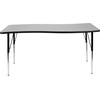 image:imageFlash Furniture Wren 26W x 60L Rectangular Wave Flexible Collaborative Grey Thermal Laminate Activity Table  Standard Height Adjustable LegsGrey