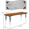 image:imageFlash Furniture Wren 26W x 60L Rectangular Wave Flexible Collaborative Grey Thermal Laminate Activity Table  Standard Height Adjustable LegsOak
