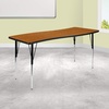 image:imageFlash Furniture Wren 26W x 60L Rectangular Wave Flexible Collaborative Grey Thermal Laminate Activity Table  Standard Height Adjustable LegsOak