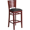 Black Vinyl Seat/Mahogany Wood Frame