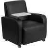 image:imageFlash Furniture George LeatherSoft Guest Chair with Tablet Arm Cup Holder and Front Wheel Casters Upholstered Tablet Arm Chair for Offices BlackBlack