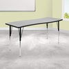image:imageFlash Furniture Wren 26W x 60L Rectangular Wave Flexible Collaborative Grey Thermal Laminate Activity Table  Standard Height Adjustable LegsGrey