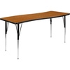 image:imageFlash Furniture Wren 26W x 60L Rectangular Wave Flexible Collaborative Grey Thermal Laminate Activity Table  Standard Height Adjustable LegsOak