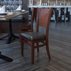 image:imageFlash Furniture 2 Pack Lacey Series Solid Back Walnut Wood Restaurant Chair  Black Vinyl SeatBlack Vinyl SeatWalnut Wood Frame