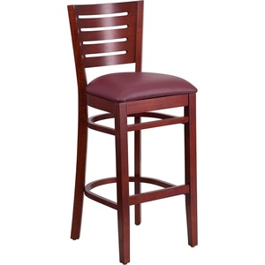 image:imageFlash Furniture Darby Series Slat Back Walnut Wood Restaurant Barstool  Black Vinyl SeatBurgundy Vinyl SeatMahogany Wood Frame