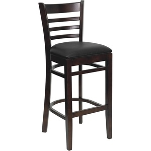 image:imageFlash Furniture HERCULES Series Ladder Back Walnut Wood Restaurant Barstool  Black Vinyl SeatBlack Vinyl SeatWalnut Wood Frame