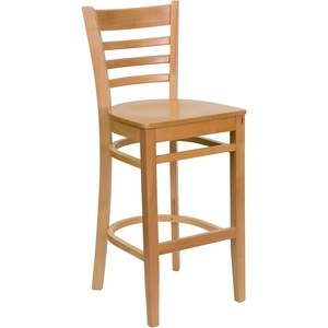 image:imageFlash Furniture HERCULES Series Ladder Back Walnut Wood Restaurant Barstool  Black Vinyl SeatNatural Wood SeatNatural Wood Frame