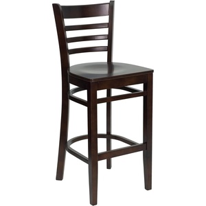 image:imageFlash Furniture HERCULES Series Ladder Back Walnut Wood Restaurant Barstool  Black Vinyl SeatWalnut Wood SeatWalnut Wood Frame