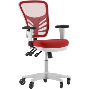 image:imageFlash Furniture MidBack Mesh Executive Office Chair BlackRed MeshWhite Frame