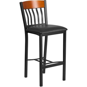 image:imageFlash Furniture Vertical Back Black Metal Barstool Black Vinyl SeatCherry