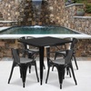 image:imageFlash Furniture Commercial Grade 315 Square Black Metal IndoorOutdoor Table Set with 4 Arm ChairsBlack