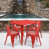 image:imageFlash Furniture Commercial Grade 315 Square Black Metal IndoorOutdoor Table Set with 4 Arm ChairsRed
