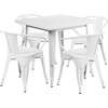 image:imageFlash Furniture Commercial Grade 315 Square Black Metal IndoorOutdoor Table Set with 4 Arm ChairsWhite