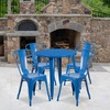 image:imageFlash Furniture Dalton Commercial Grade 30 Round Green Metal IndoorOutdoor Table Set with 4 Cafe ChairsBlue