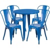 image:imageFlash Furniture Dalton Commercial Grade 30 Round Green Metal IndoorOutdoor Table Set with 4 Cafe ChairsBlue
