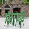 image:imageFlash Furniture Dalton Commercial Grade 30 Round Green Metal IndoorOutdoor Table Set with 4 Cafe ChairsGreen