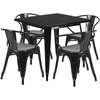 image:imageFlash Furniture Commercial Grade 315 Square Black Metal IndoorOutdoor Table Set with 4 Arm ChairsBlack