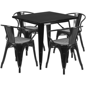 image:imageFlash Furniture Commercial Grade 315 Square Black Metal IndoorOutdoor Table Set with 4 Arm ChairsBlack