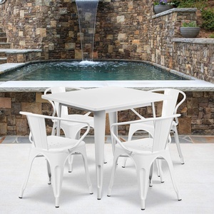 image:imageFlash Furniture Commercial Grade 315 Square Black Metal IndoorOutdoor Table Set with 4 Arm ChairsWhite