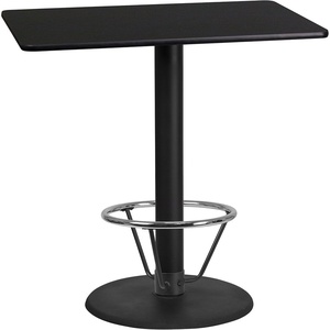 image:imageFlash Furniture Stiles 24 x 42 Rectangular Mahogany Laminate Table Top with 24 Round Bar Height Table Base and Foot RingBlack