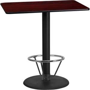 image:imageFlash Furniture Stiles 24 x 42 Rectangular Mahogany Laminate Table Top with 24 Round Bar Height Table Base and Foot RingMahogany