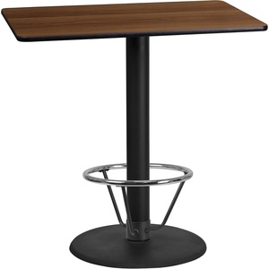 image:imageFlash Furniture Stiles 24 x 42 Rectangular Mahogany Laminate Table Top with 24 Round Bar Height Table Base and Foot RingWalnut
