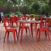image:imageFlash Furniture 30 Round Outdoor Dining Table BlackBlackBrown TopRed Frame