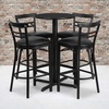 image:imageFlash Furniture Carlton 24 Round Mahogany Laminate Table Set with XBase and 4 TwoSlat Ladder Back Metal Barstools  Burgundy Vinyl SeatBlack TopBlack Vinyl Seat