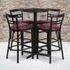 image:imageFlash Furniture Carlton 24 Round Mahogany Laminate Table Set with XBase and 4 TwoSlat Ladder Back Metal Barstools  Burgundy Vinyl SeatBlack TopBurgundy Vinyl Seat