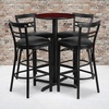 image:imageFlash Furniture Carlton 24 Round Mahogany Laminate Table Set with XBase and 4 TwoSlat Ladder Back Metal Barstools  Burgundy Vinyl SeatMahogany TopBlack Vinyl Seat