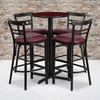 image:imageFlash Furniture Carlton 24 Round Mahogany Laminate Table Set with XBase and 4 TwoSlat Ladder Back Metal Barstools  Burgundy Vinyl SeatMahogany TopBurgundy Vinyl Seat