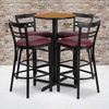 image:imageFlash Furniture Carlton 24 Round Mahogany Laminate Table Set with XBase and 4 TwoSlat Ladder Back Metal Barstools  Burgundy Vinyl SeatNatural TopBurgundy Vinyl Seat