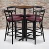 image:imageFlash Furniture Carlton 24 Round Mahogany Laminate Table Set with XBase and 4 TwoSlat Ladder Back Metal Barstools  Burgundy Vinyl SeatWalnut TopBurgundy Vinyl Seat