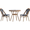 image:imageFlash Furniture 315 Glass Top Table and 2 Stack Chairs NavyWhiteNavy  White RattanNatural Frame