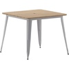 image:imageFlash Furniture 36 Square Outdoor Dining Table BlackBlackBrown TopSilver Frame