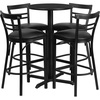 image:imageFlash Furniture Carlton 24 Round Mahogany Laminate Table Set with XBase and 4 TwoSlat Ladder Back Metal Barstools  Burgundy Vinyl SeatBlack TopBlack Vinyl Seat