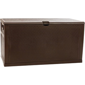 image:imageFlash Furniture 120 Gallon Plastic Deck Box  AllWeather Patio Storage and Organization for Throw Pillows Pool Toys or Garden ToolsBrown